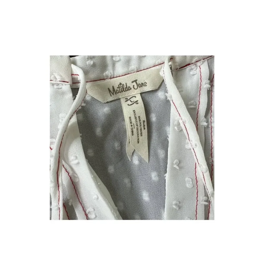 Matilda Jane Light the Way Swiss Dot Blouse White Large - Picture 7 of 9